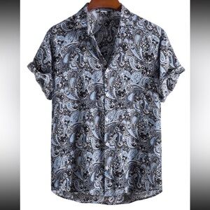 Mens paisley print button down